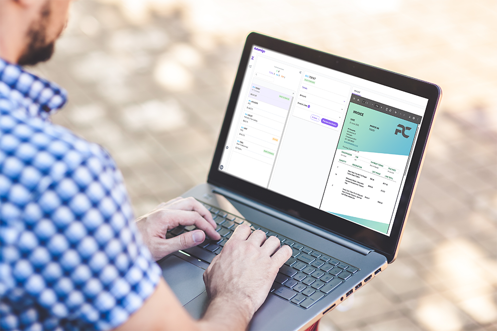 Autamigo Invoice Screen on laptop